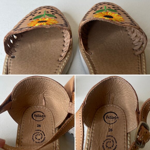 New Fatima Artesanias Huaraches Girasol Sunflower Sandals Size MX 26 US 9 - Picture 8 of 16